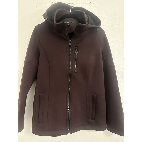 Andrew Marc Jackets & Blazers - ANDREW MARC Womens M Jacket Detach Hood Full Zip Burgundy Soft Shell Coat XL